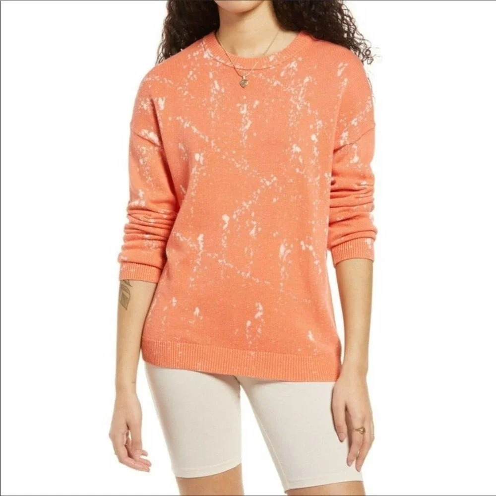 NWT BP Coral Splatter Organic Cotton Long Sleeve Pullover Plus Size 3 3X v6x